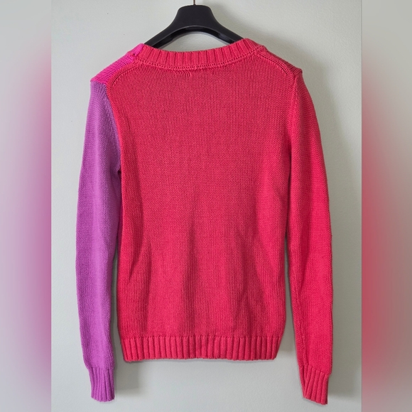 Tommy Hilfigure Colorblock Knit Crewneck Sweater Red,Pink,Purple UNIQUE Sz.Small - Picture 3 of 13